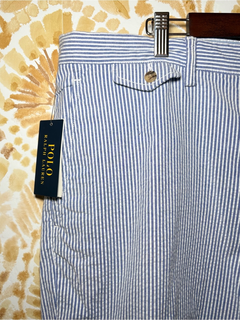 Polo Ralph Lauren Seersucker Shorts Men’s W36 Blue White Stripe Preppy Coastal - Picture 8 of 8